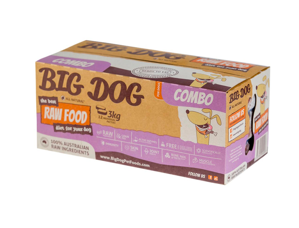 Big Dog combo raw dog food cardboard box