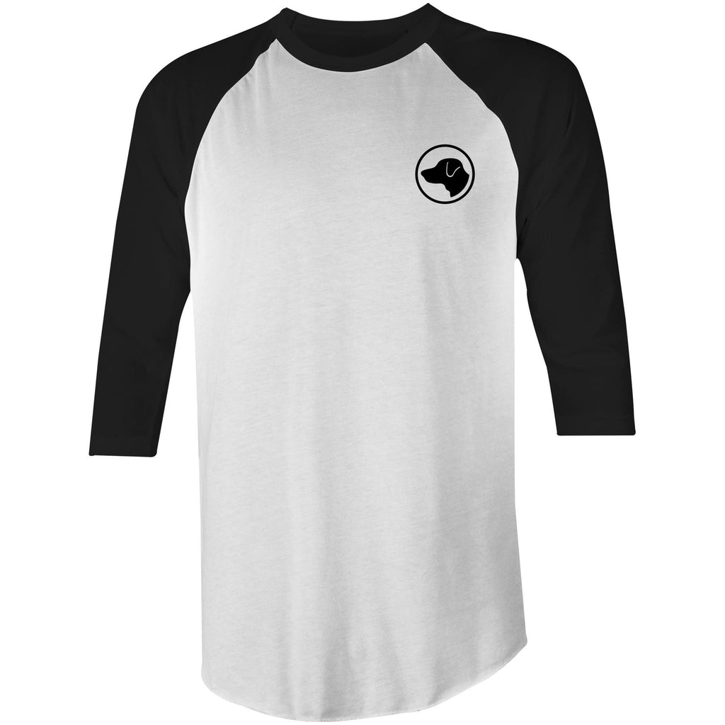 3/4 sleeve t-shirt with small dog logo