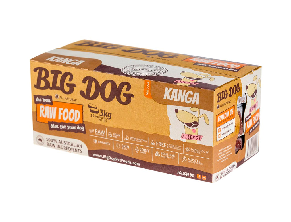 Big Dog kanga raw dog food cardboard box